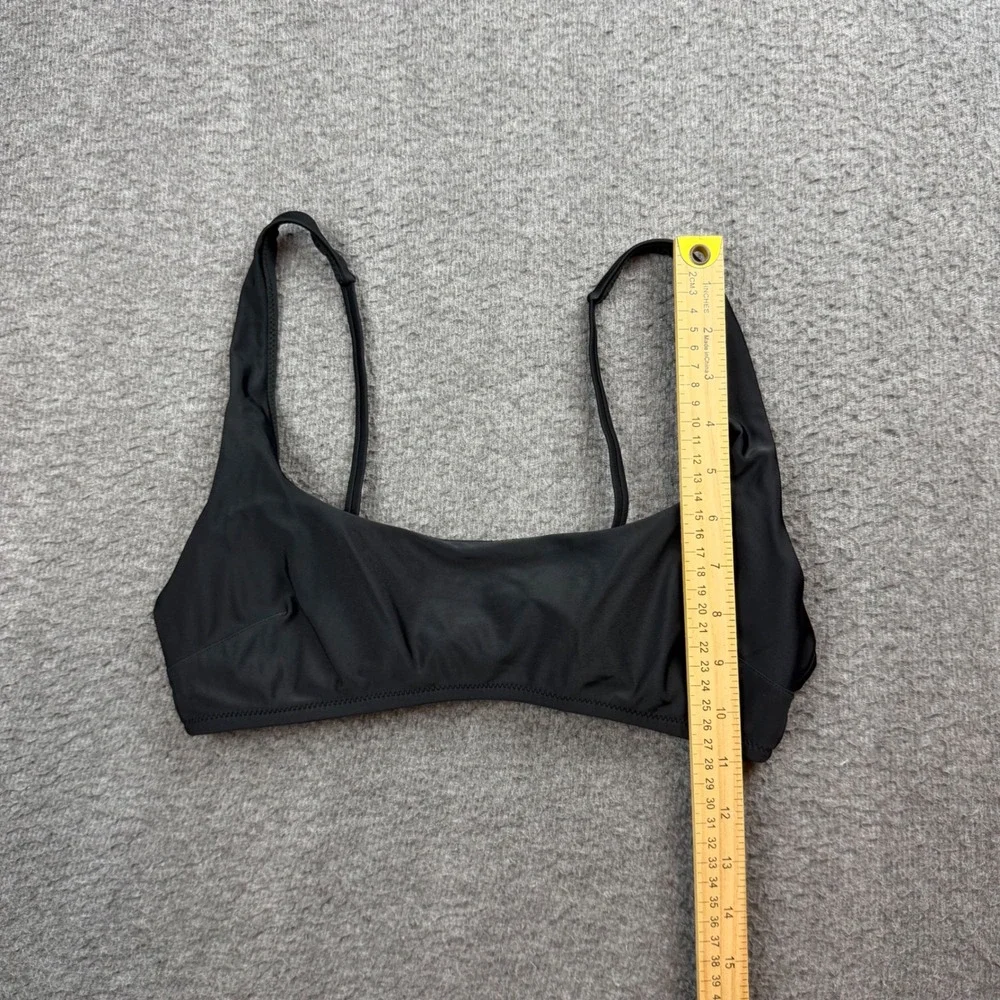 Aerie Bikini Top Women's Medium Black Scoop Neck Bow Back Adjustable‎ Straps